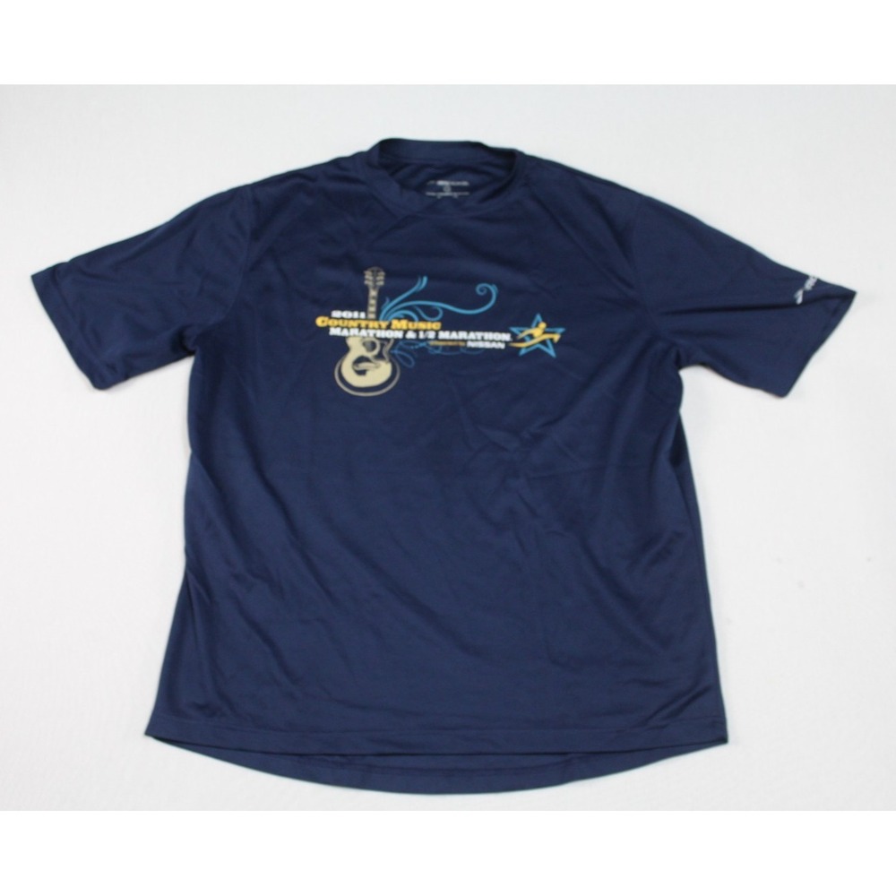 Brooks Men Blue Shirt Short Sleeve Country Music Marathon Size Large